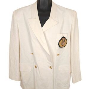 Vintage NYK Line Shipping Company Blazer Womens Size 14 90s White Japanese